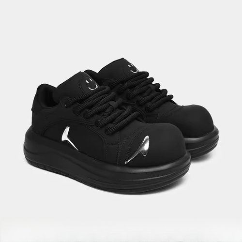 【明星同款】小众黑武士板鞋男女厚底增高情侣鞋子大头休闲面包鞋