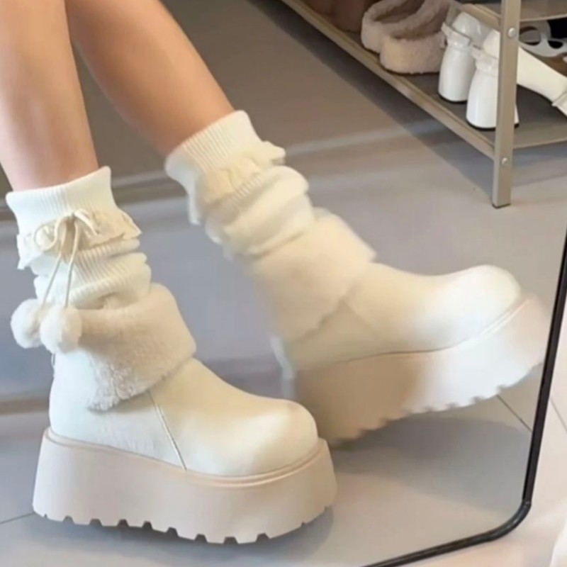 品牌白色厚底增高马丁靴女款冬季外穿加绒保暖勃肯棉鞋复古雪地靴,女鞋,时尚雪地靴,淘宝优惠券,粉丝福利购,淘宝优惠卷