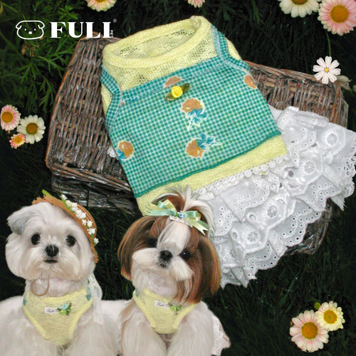 FULIPET「格间小花」假两件短背心小白裙.花园系列