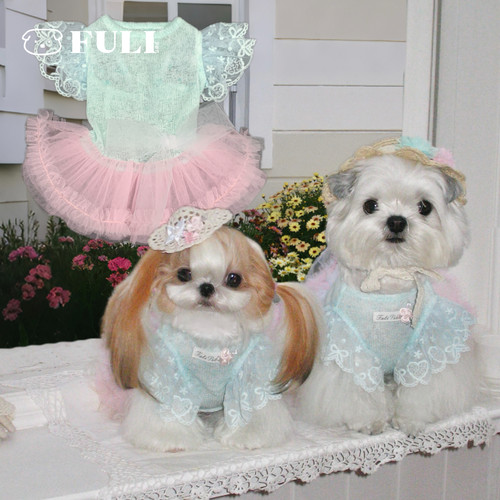 FULIPET「芭乐青提」针织裙.花园系列.西施犬马尔济斯比熊雪纳瑞