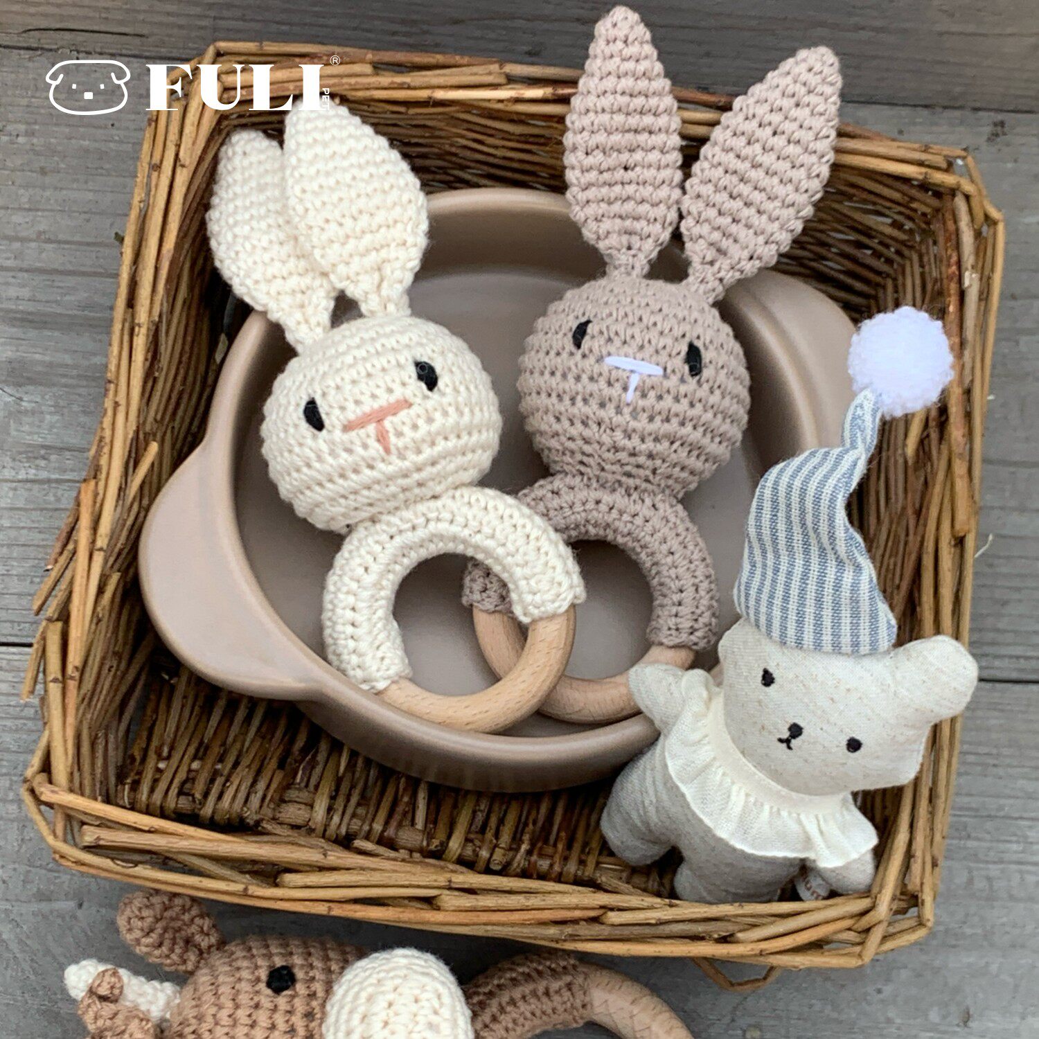FULIPET「编织钩针小兔子玩具摇铃」.拂拂系列.西施犬马尔济斯