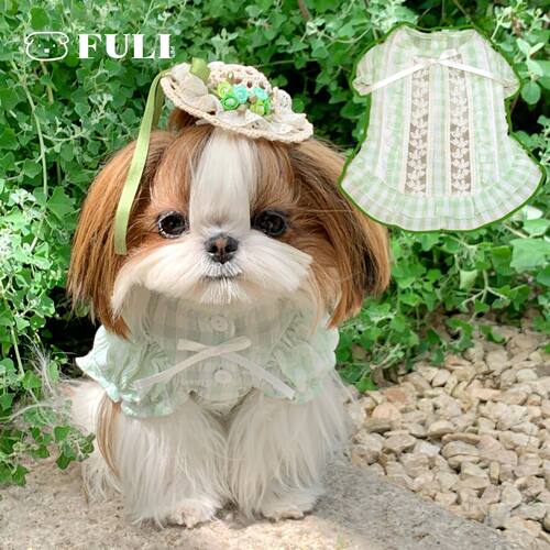 FULIPET「绿野白茶」镂空衬衣.故事系列.西施犬马尔济斯比熊