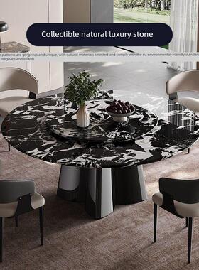 高端无障碍豪天大然豪华石奢石-四材餐桌圆桌205全新宝格丽黑色理