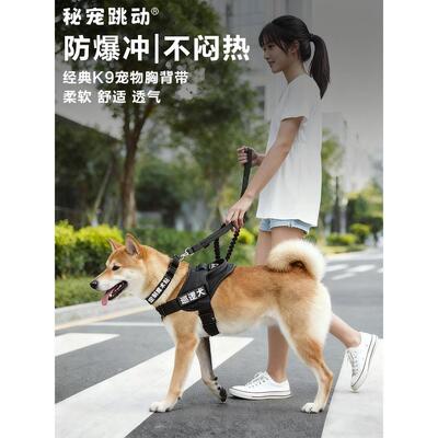 心狗狗牵拉引绳背式狗QGD背带大型犬布拉多金胸毛马犬专用狗绳防