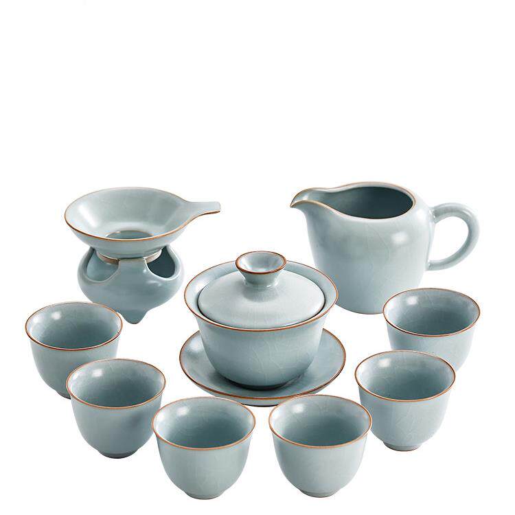 礼台湾丰子汝窑【祥具云茶】汝具瓷盖碗陶瓷功夫茶全套CDN高档盒