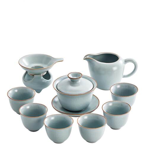 礼台湾丰子汝窑【祥具云茶】汝具瓷盖碗陶瓷功夫茶全套CDN高档盒