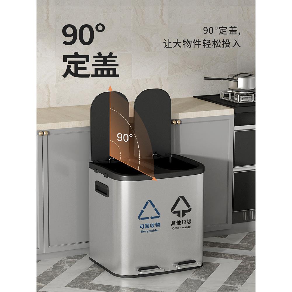 厨房分离类垃圾湿桶家用踏板不锈钢商业公共场回所环HSX保收干分
