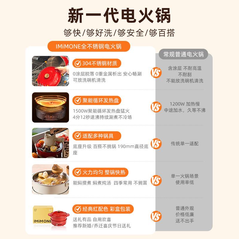mion电e米萌多功能料理锅m家用火锅i烤肉一体锅煮热锅0涂IM301层图片