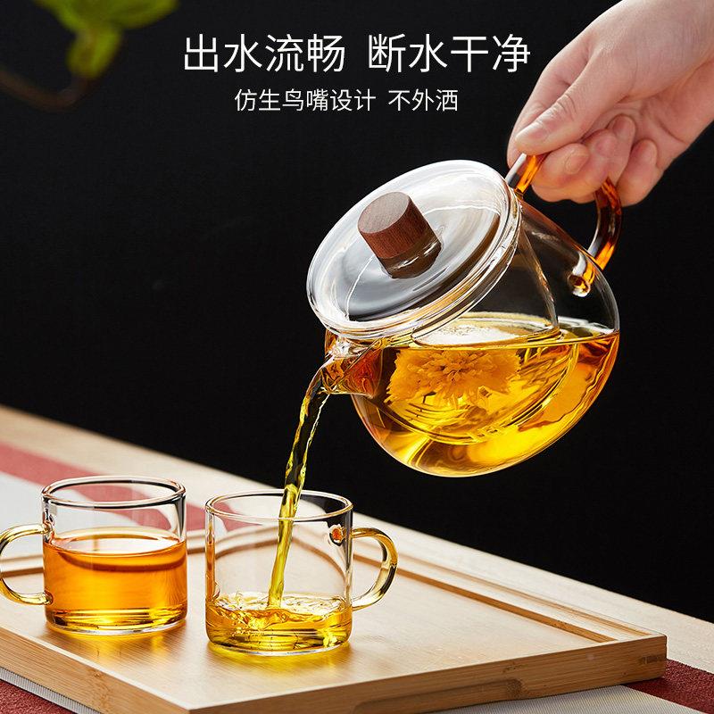 美玻斯尼茶泡茶璃花茶壶家M-464-1用水壶过滤耐温高沏煮壶冲茶器