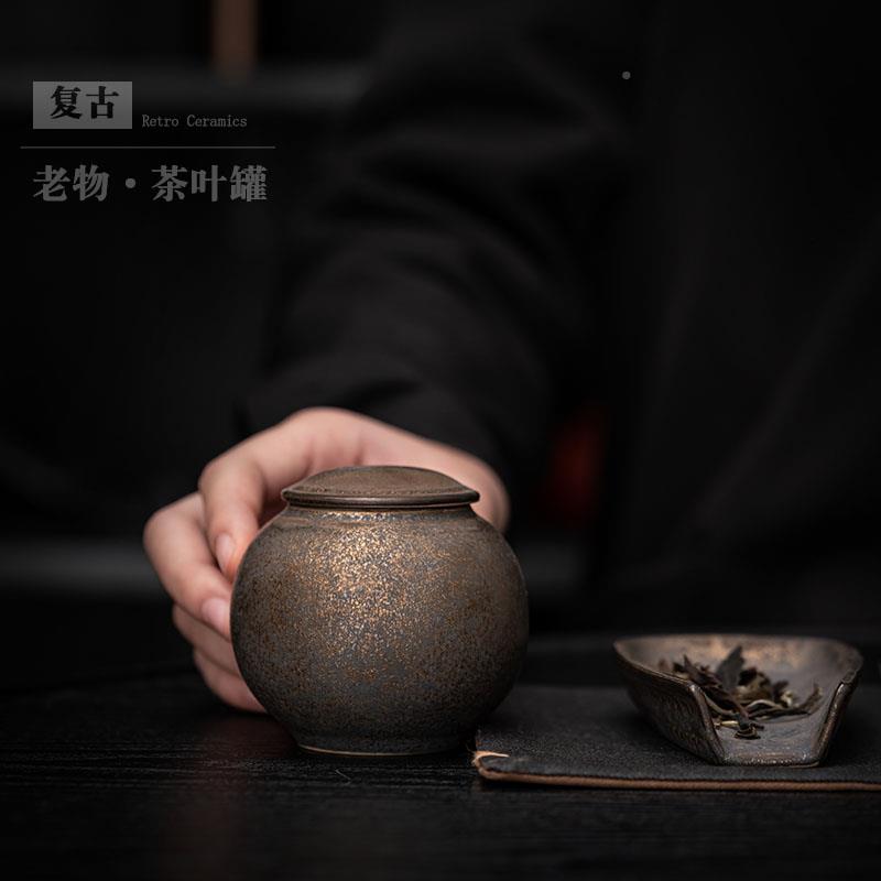 复古粗陶陶瓷茶叶CYG-2204存罐罐小号携小茶样茶便罐茶仓密封茶罐