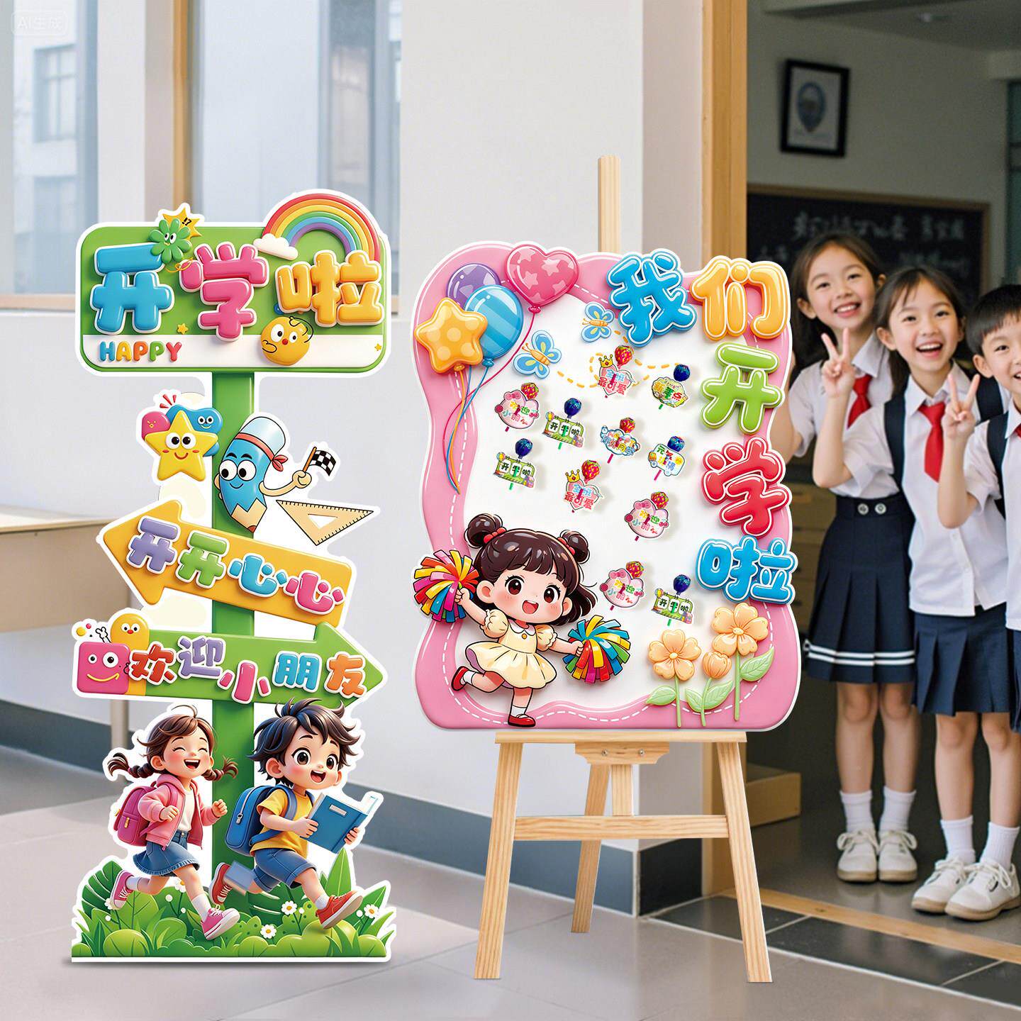 式开学展板到签kt板仪感教室门口布置幼儿园学入学装饰氛围道小具