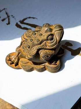 禅意茶道茶台客厅用品桌面蟾蜍金蟾茶宠可养茶具茶桌茶宠摆件