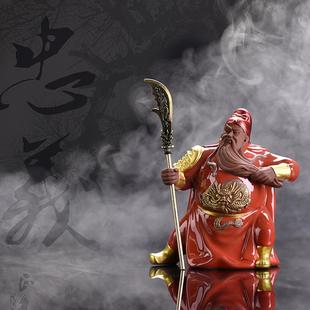 饰工艺品关羽神像办公室摆设 关公摆件陶瓷小号招财镇宅客厅玄关装