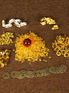 百福缸配件水晶元宝琉璃米五帝钱鸿运珠底座聚宝盆套装