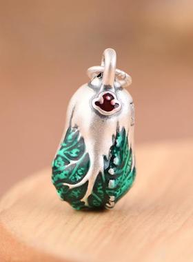 网红- 足银吊坠复古做旧小巧文艺990银白菜吊饰挂件银饰坠子新品