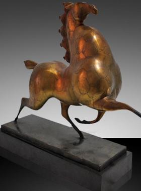 铜马黄铜跳跃马摆件奔腾马办公室家居玄关装饰品企业纪念礼品铜制