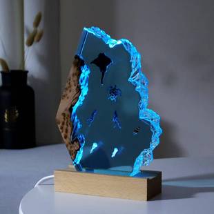 家居饰品美人鱼海洋鲸鱼潜水员魔鬼鱼艺术摆件实木树脂夜灯礼物