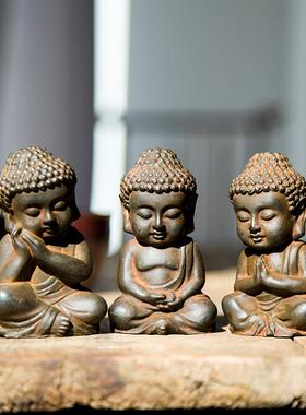 中式禅意创意释迦摩尼如来佛像小摆件家居客厅桌面手工工艺品铸铁