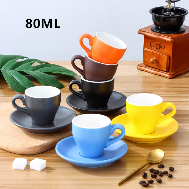 浓缩特浓杯意式80m加厚l陶瓷咖啡杯套装 拿铁欧式小茶杯定制logo