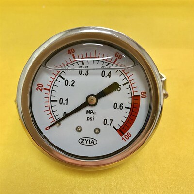 轴向带支架耐震压力表 YN-60Z-u ZYIA 压力0.7mpa 100psi 牙ZG1/4