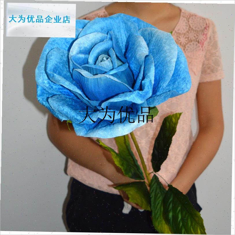 舞台背景装饰花超大仿真玫瑰花绒布婚庆用花大红玫X瑰舞蹈道具手,