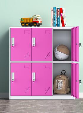 幼儿园存包柜皮VXY磁书柜更衣柜班级教室储包物柜带铁吸锁小柜子