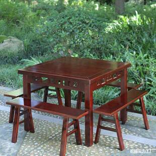 老中式八仙木饭店八桌仿式古新四家实用方桌简约农仙家乐餐237椅