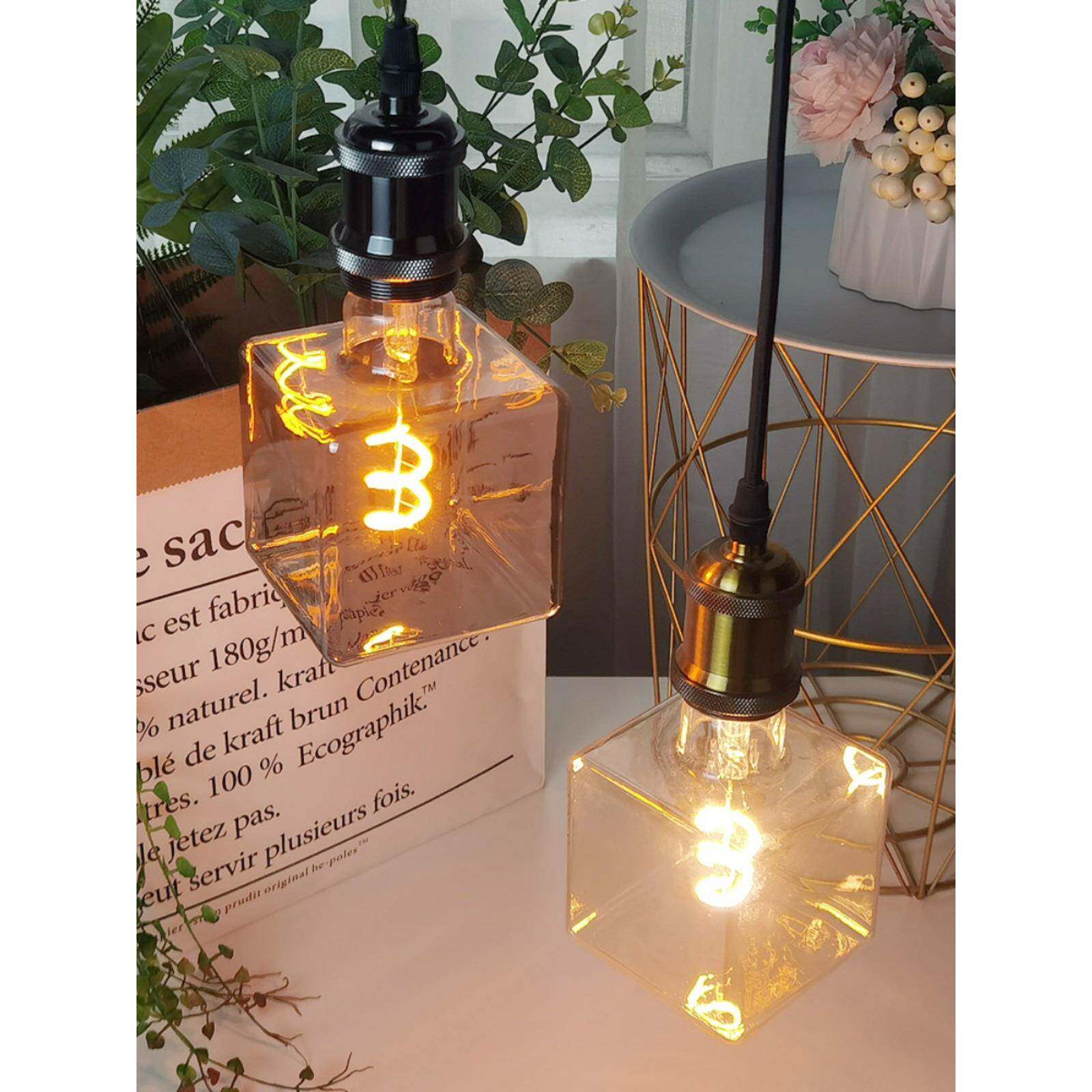 LED冰立方创意灯泡可调光E27螺口暖光室内装饰台灯吊灯异形复古灯