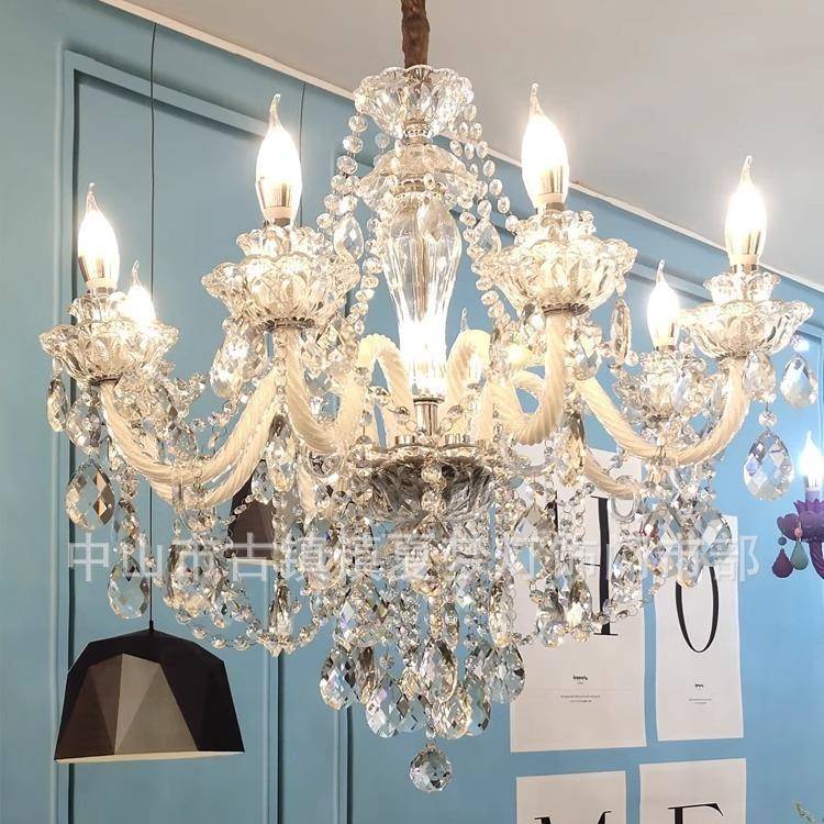 3541欧厅式客厅吊晶灯卧室灯简约现代创水意餐蜡烛灯大气别墅家居