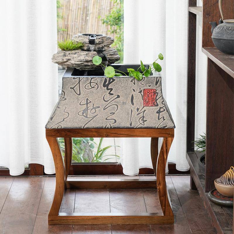 创玄意流水厅喷HAW泉循环水落装地摆件中式客关书房办公室阳台饰