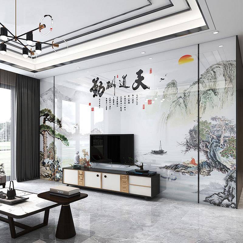 简约现代岩板理电视背景护墙瓷晶砖大石XLM888材轻视奢影墙微石客