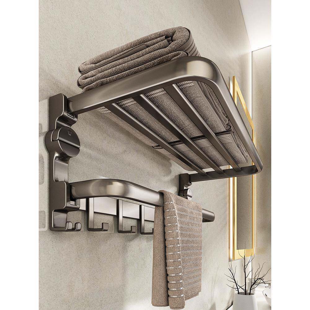 吸盘折毛巾架卫生950间免打架孔浴巾架子浴室置物一体所挂钩叠挂