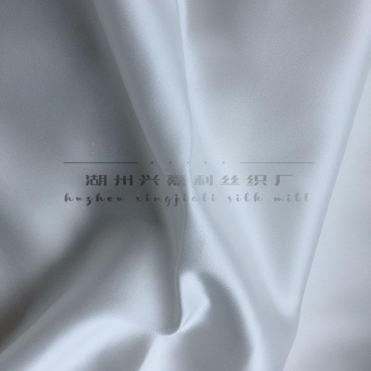19m缎素绉114m门幅真丝色丁100桑蚕丝面料布料染MVG色1胚01缎
