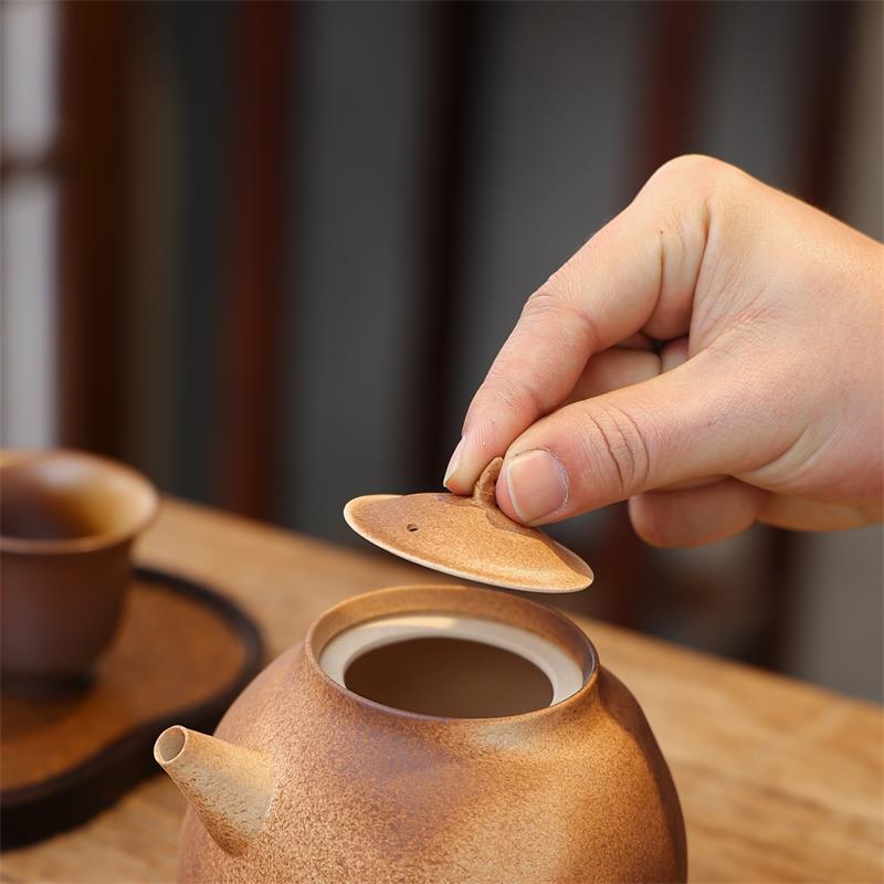 复古粗器手陶煮水窑变火侧把烧水壶围炉煮茶明炭炉工陶壶厂价051