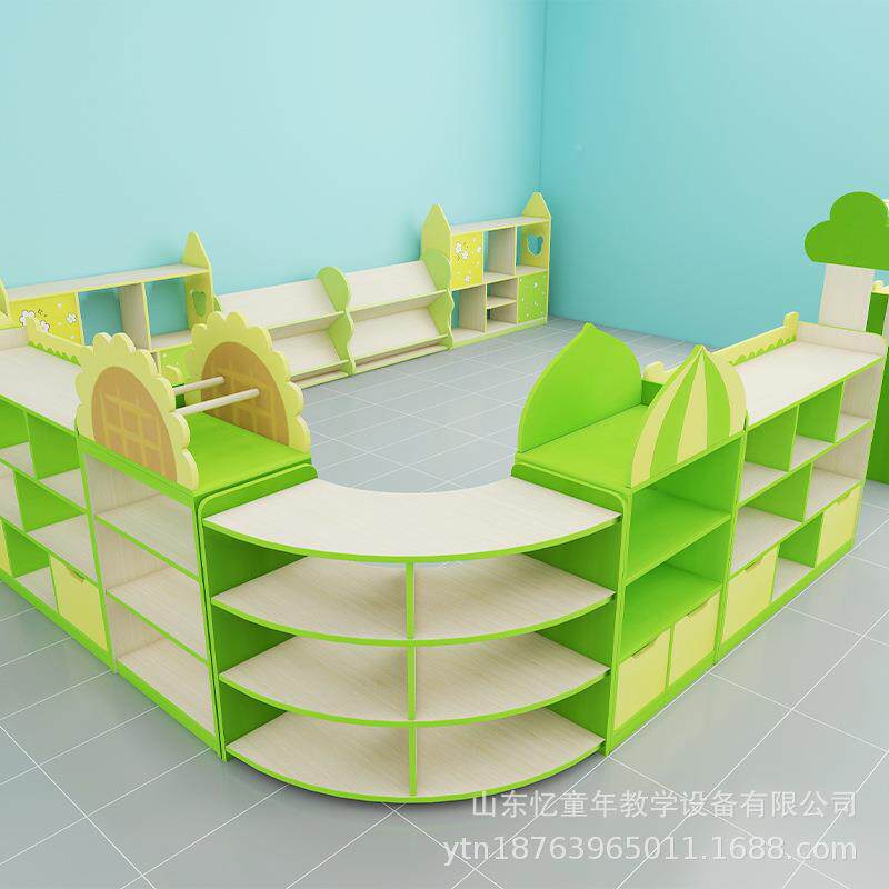 幼儿组组合柜柜儿童木玩具柜卡通区角储物合质柜区域收纳园柜子转