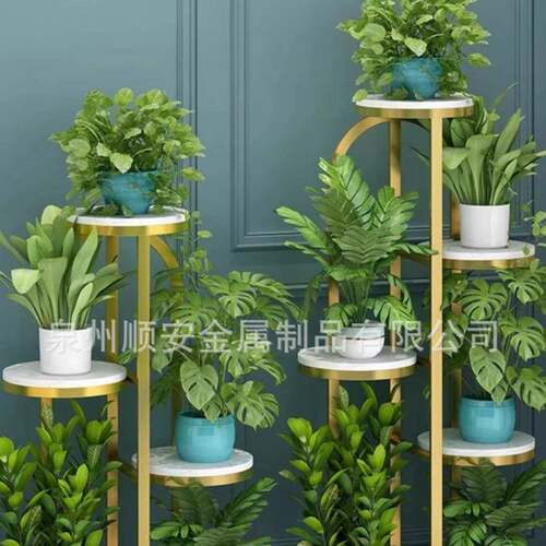 202年新款架花子5客厅落花地式置物架阳台布置简72约现代盆架铁艺