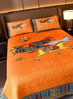 205款A面新宝宝绒2通B面ZSW磨毛布四季用床盖金色盛典