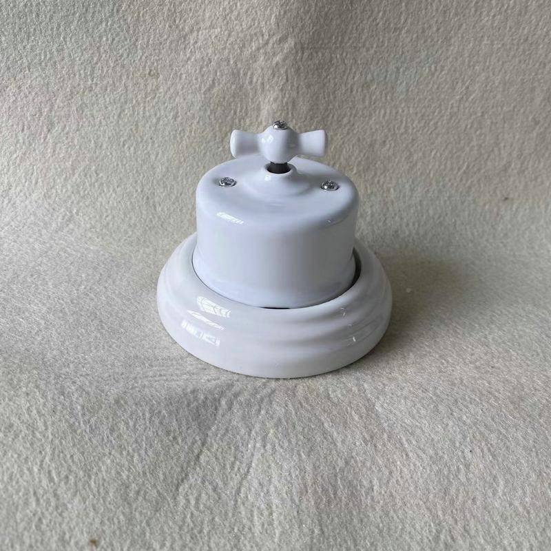 欧式古瓷联排向开关ZBF陶酒店名宿明装圆形旋钮开关面板壁灯复双