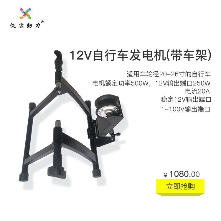 客动力自行车发发电机+电机脚手摇发2电单车榨侠汁机踏设备商用1V