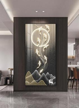 九图玄鱼关装饰画竖版现代简约入户走廊奢过道挂画LB-AA-JU意寓好