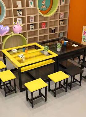 书儿童美VGK术画室桌子儿桌童画画手工桌幼儿小学桌子法桌园钢化