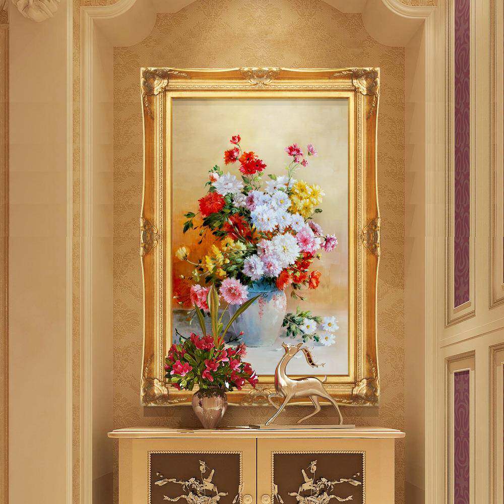欧式花卉大油画双联简欧客厅沙发背景装饰画餐厅别墅挂画玄关壁画