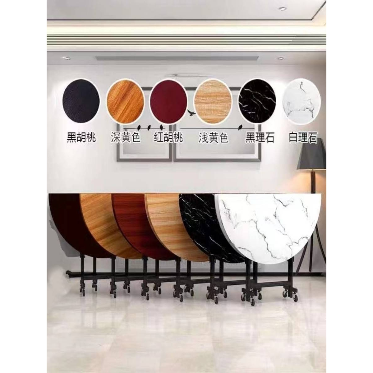 A10L8人10人20实木圆形餐桌家用饭桌1.5/1.8/2.2米酒店折叠圆桌转