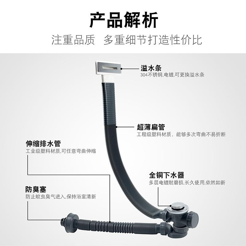 浴缸下水器弹跳式塑料水浴缸无品牌/排水管超薄贵缸妃缸对接圆去