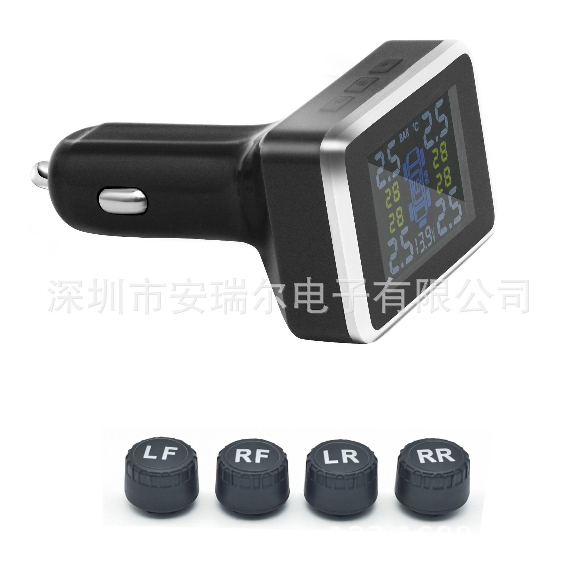 TPMS四轮独显示胎压监测器点烟器胎压监测显示无线胎压侦测器