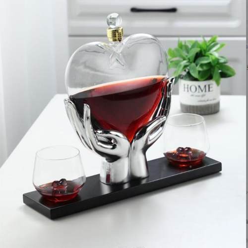 家来图来酒瓶高硼样吹制威士硅忌醒酒器厂心形红酒QEE手工制玻璃