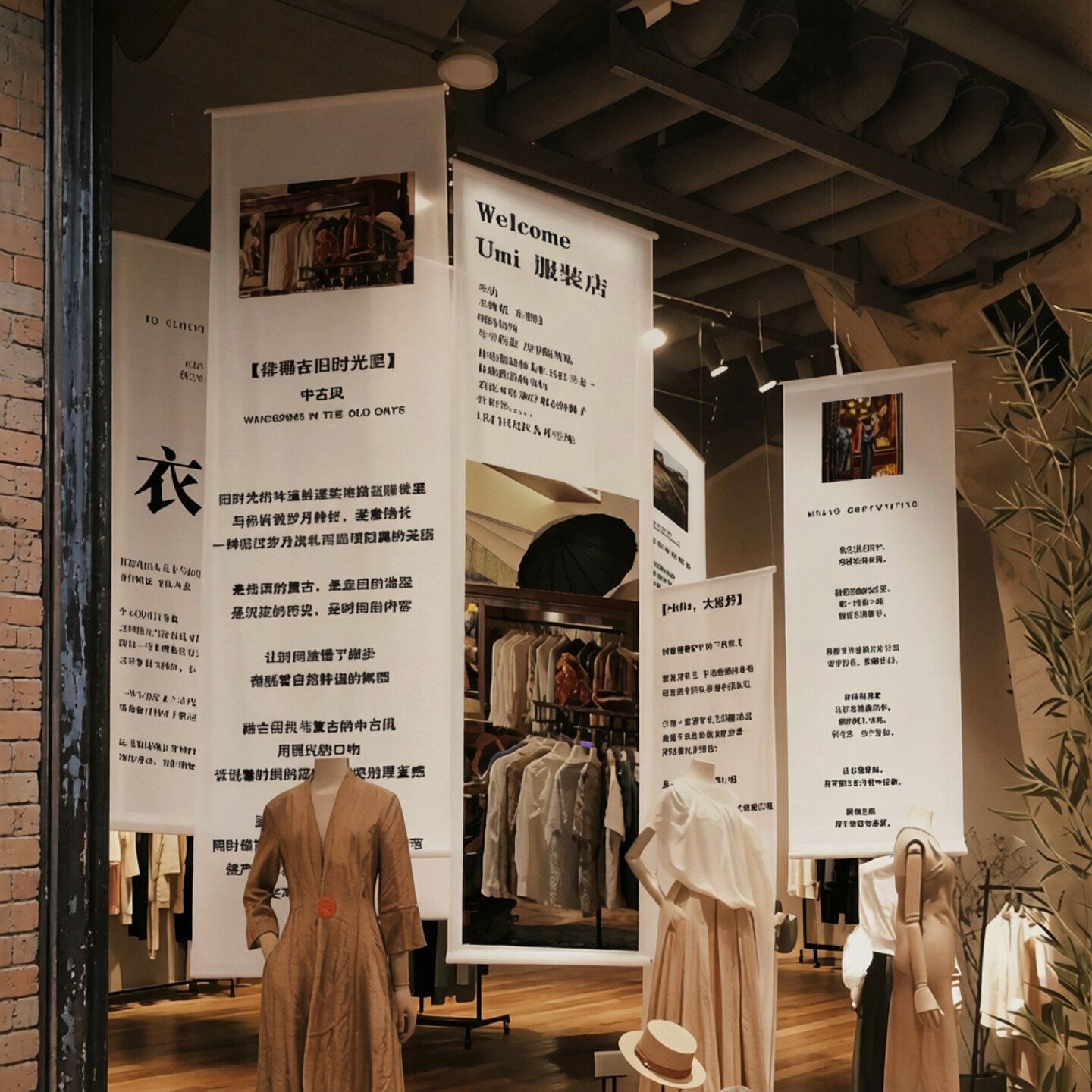 ins风女服装店良木礼同款挂布网红条幅橱窗装饰陈列挂件广告海报图片