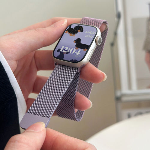 软软派双色米兰磁吸女适用苹果AppleWatchSE3手表iwatch11钢表带