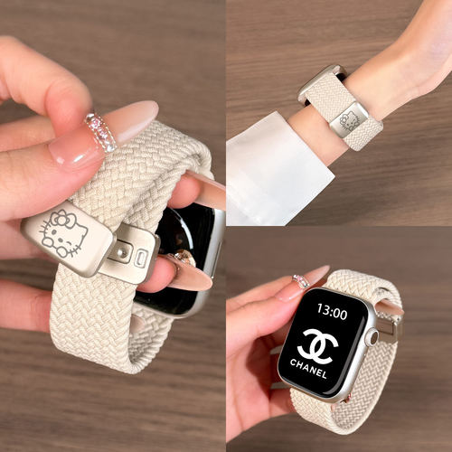 适用iwatch手表苹果腕表s11专用尼龙创意s10透气女腕带applewatch