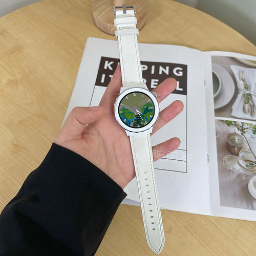 适用华为GT3Pro真皮表带女款watch3pronew真皮替换带2e白色智能活